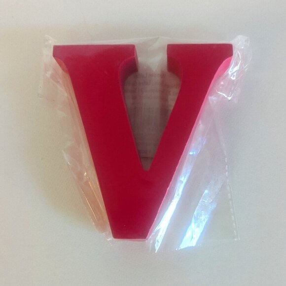 NWT Hot Pink Letter 'v' Wooden Sign Lowercase Geo Pop Michaels Home Wall Decor - Picture 1 of 3